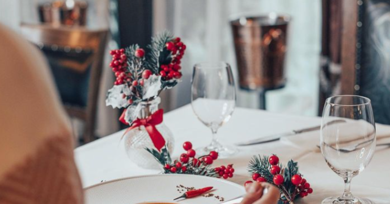 Corporate Christmas dinner venue on Andrassy Avenue with festive lights